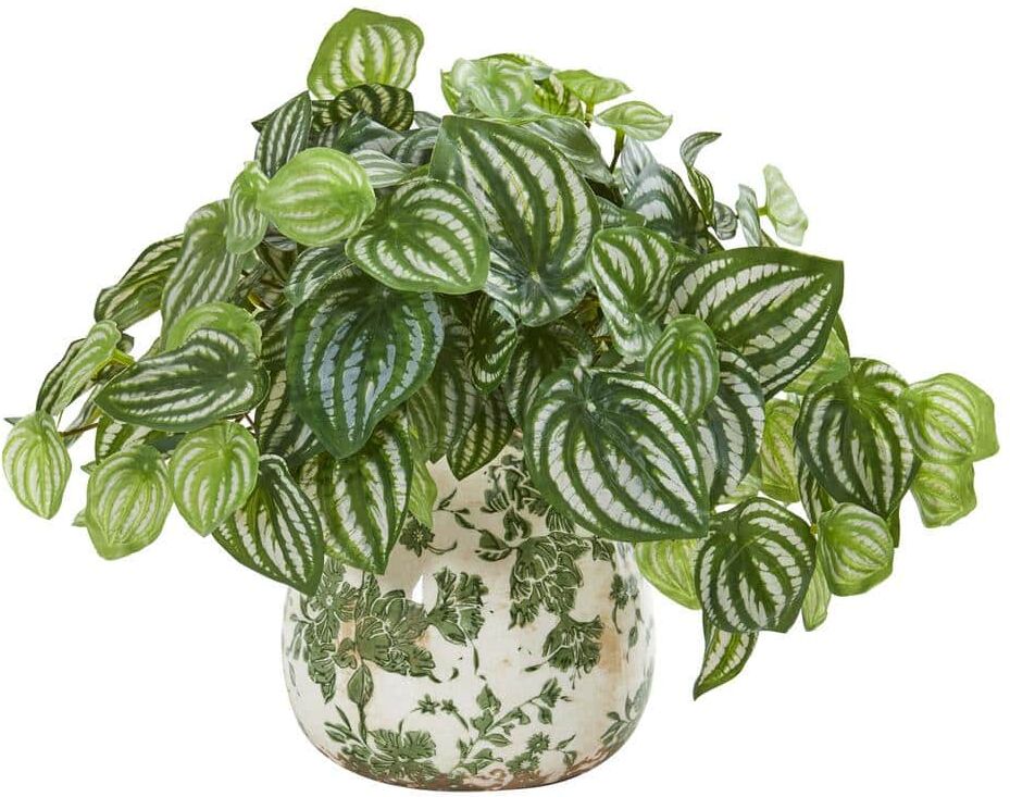 Nearly Natural Indoor Watermelon Peperomia Artificial Plant in Vase