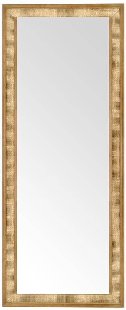 WallBeyond 27 in. W x 67 in. H Rattan Rectangle Natural Color Wood Framed Farmhouse Style Wall Mirror Interior Design Home Decor