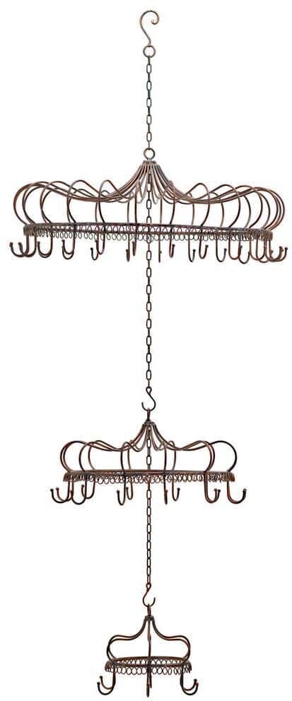 Zaer Ltd. Hanging Chandelier Display Decoration with Hooks in Antique Bronze