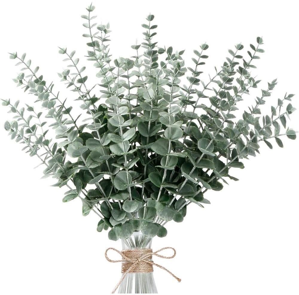 Afoxsos 36-pcs. Artificial Eucalyptus Stems Decor Greenery Leaves Branches for Wedding Flower Bouquet Centerpiece in Green Color