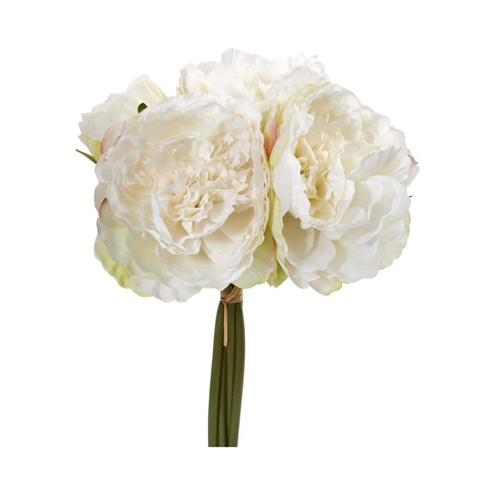 Nearly Natural Indoor Peony Bouquet Artificial Flower (Set of 6)