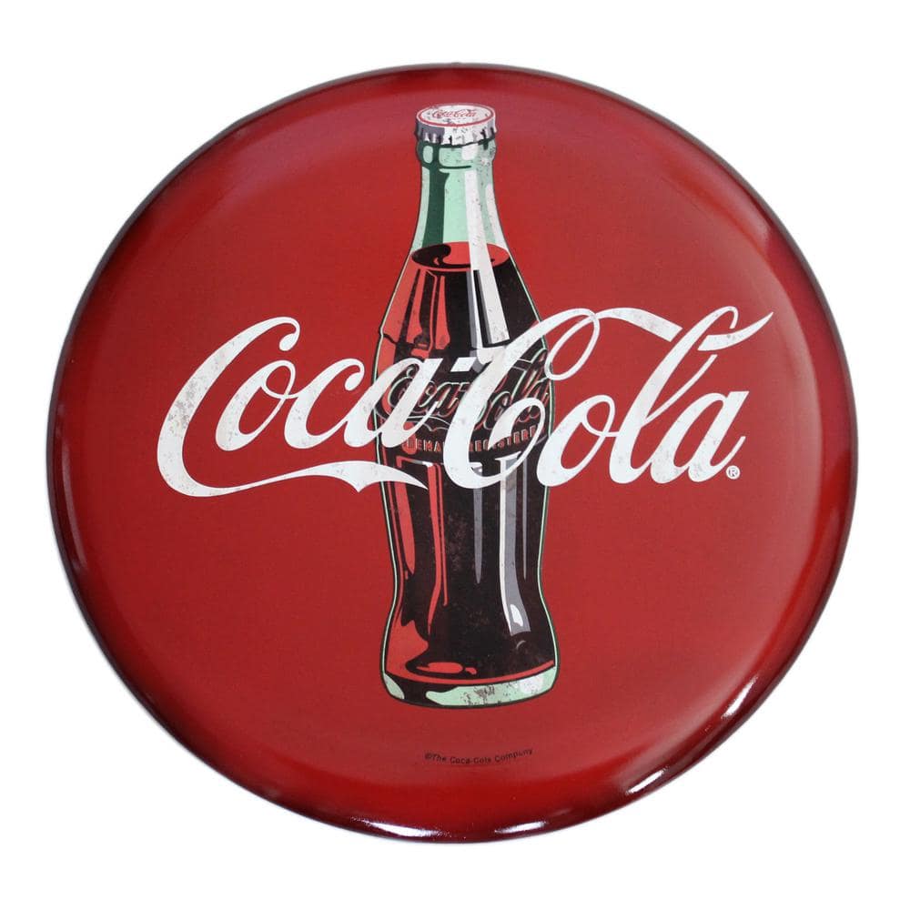 Coca-Cola 24 in. x 24 in.  Hollow Curved Tin Button Sign