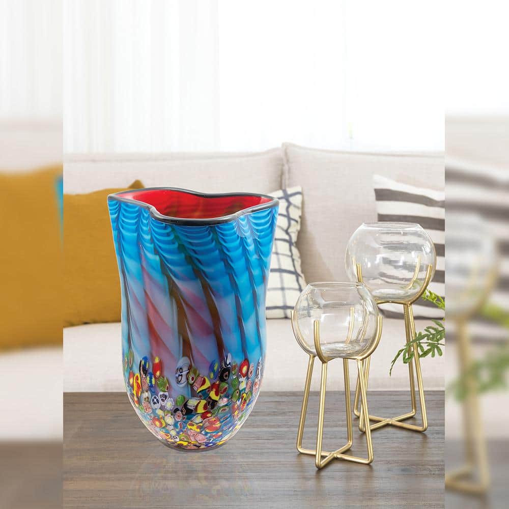 Dale Tiffany Tangelo Multi-Colored Hand-Blown Art Glass Vase
