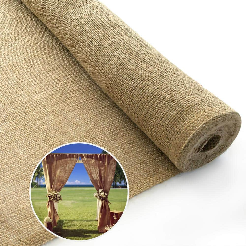 Wellco 5.3 ft. x 30 ft.7.7 oz. Multi-Purpose Natural Burlap Fabric Accessory for Wedding Decorations, Rustic Party Decor