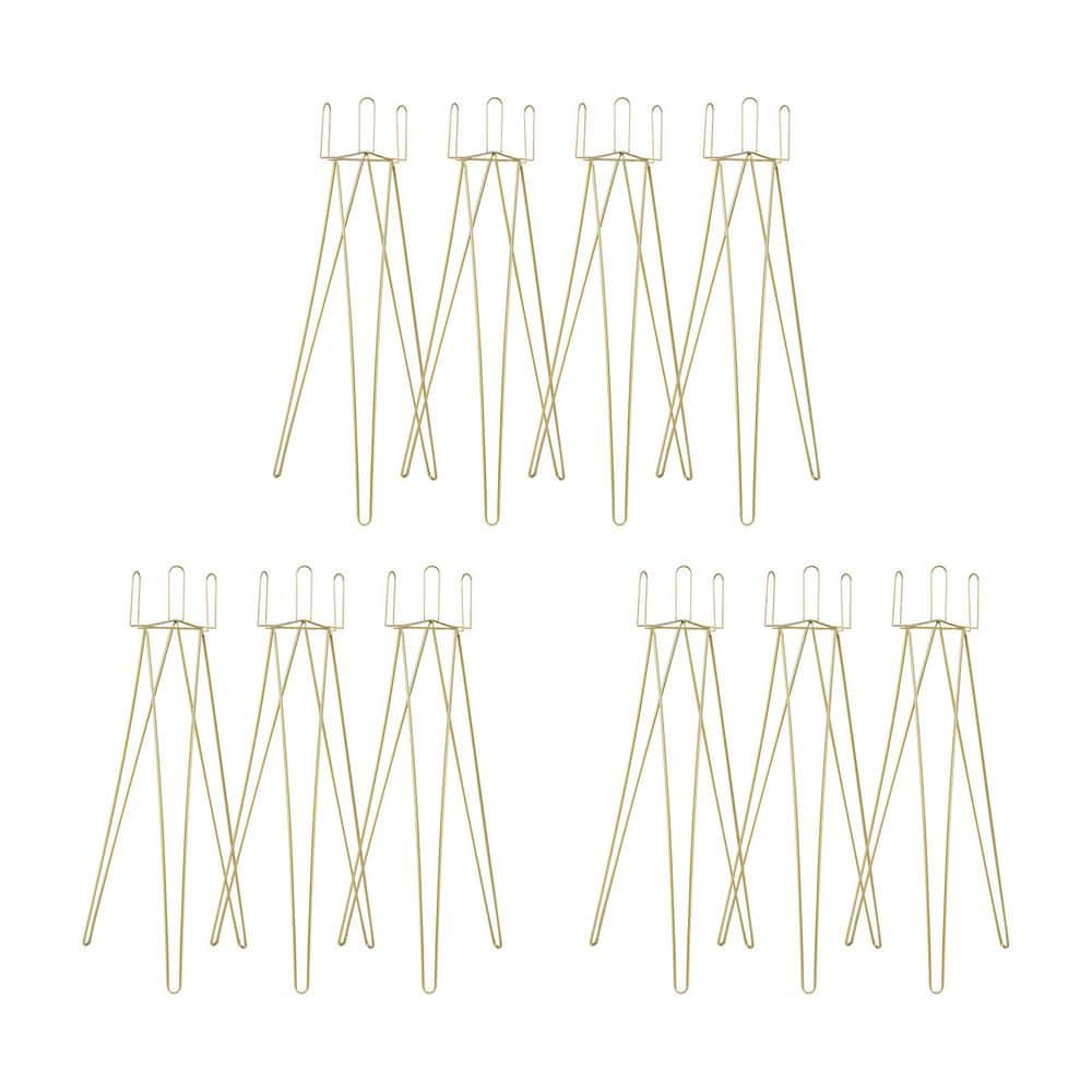 YIYIBYUS 41.3 in. x 16.9 in. x 16.9 in. Indoor/Outdoor Gold Metal Triangular Flower Plant Stand Display (10-Pack)
