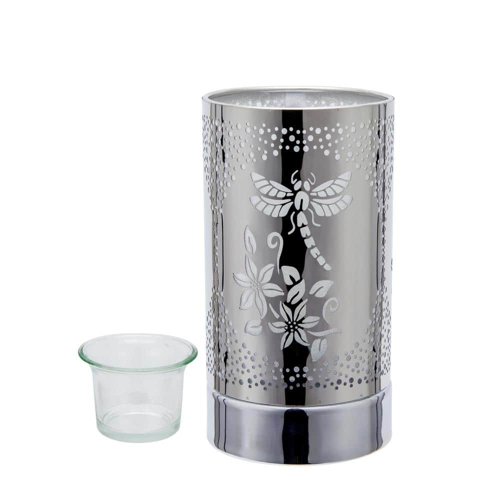Peterson Artwares Silver Dragonfly Touch Lamp, Essential Oil Diffuser and Wax Warmer