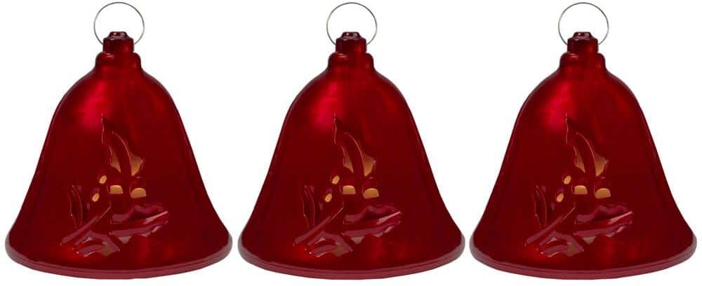 Northlight 6.5 in. Musical Lighted Red Bells Christmas Decorations Set of 3