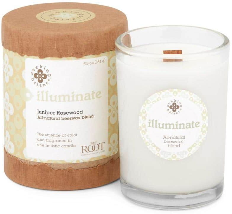 ROOT CANDLES Seeking Balance Illuminate Juniper Rosewood Green Scented Spa Jar Candle