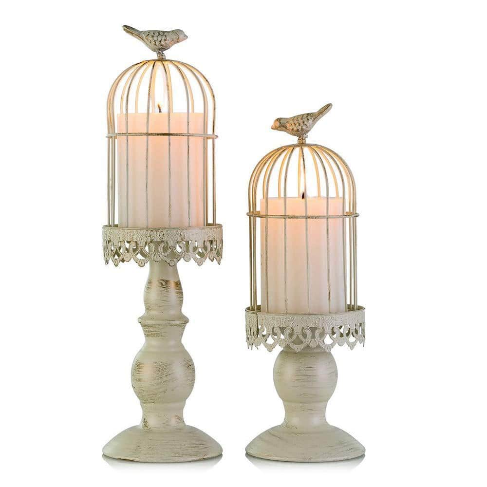 Decorative Bird Cages for Weddings Vintage Candlestick Holders, Iron Candleholder Set Home Decor