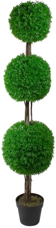 Northlight 60 in. Triple Sphere Artificial Boxwood Topiary Potted Plant