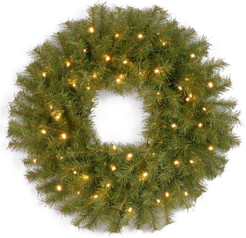 National Tree Company 24 in. Norwood Fir LED Artificial Christmas Wreath with Twinkly Lights