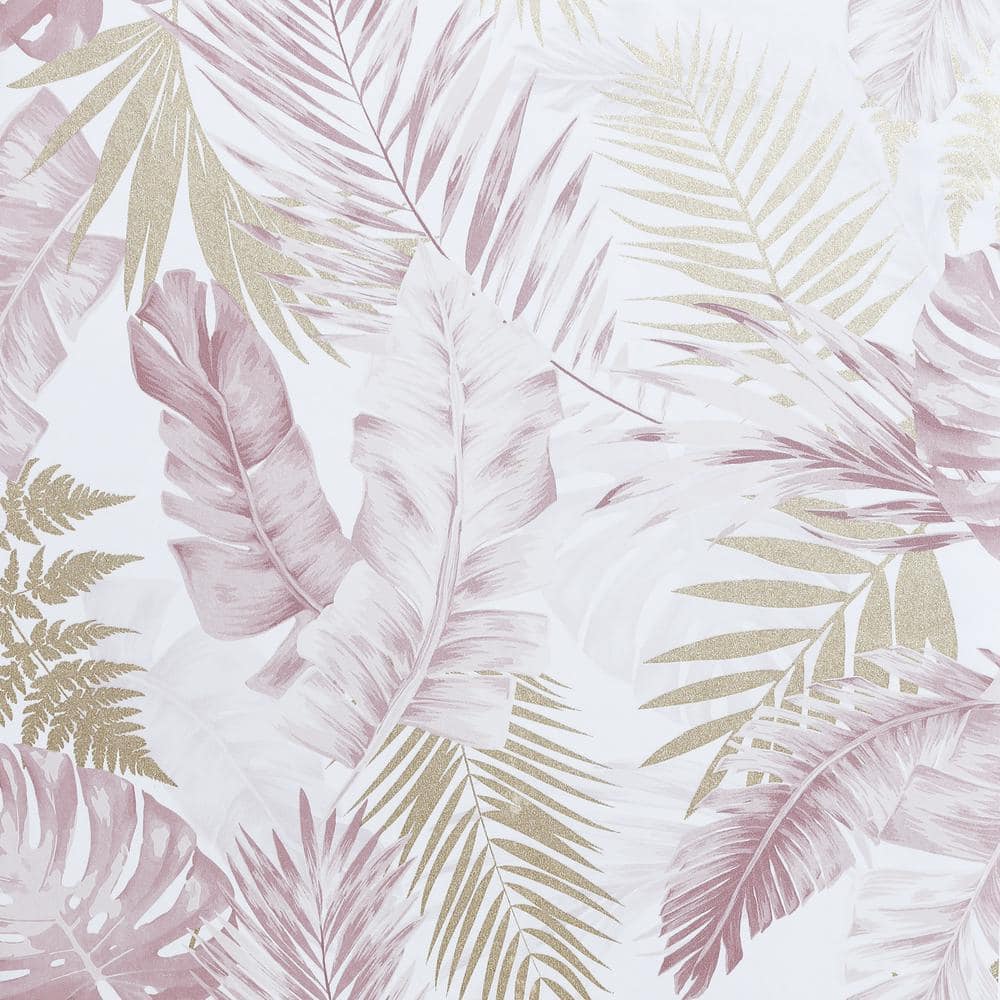 ARTISTICK Soft Tropical Blush and Gold Peel and Stick Non-Woven Paper Wallpaper