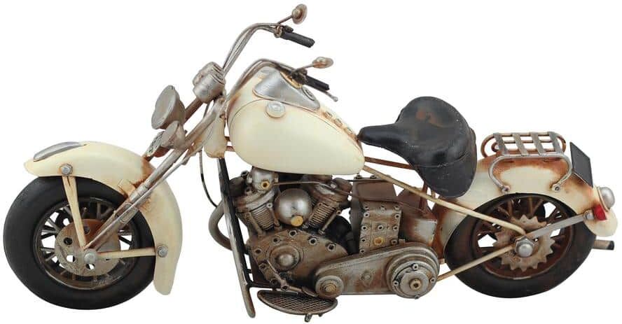 Zaer Ltd. International Vintage Style Metal Model Motorcycles in White