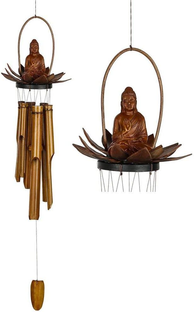 WOODSTOCK CHIMES Asli Arts Collection, Lotus Buddha Bamboo Chime, 35 in. Wind Chime CLB