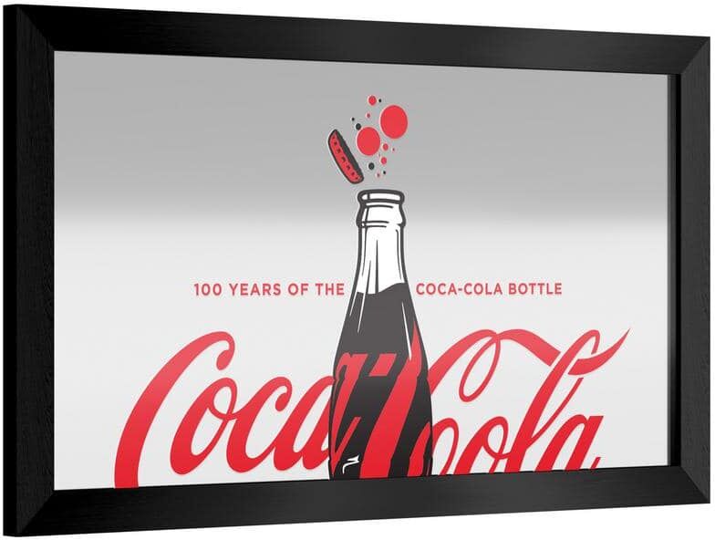 Coca-Cola Bottle 26 in. W x 15 in. H Wood Black Framed Mirror