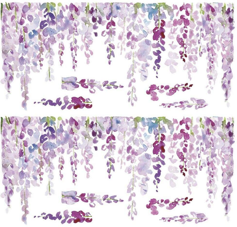 RoomMates Purple Watercolor Wisteria Peel and Stick Giant Wall Decals