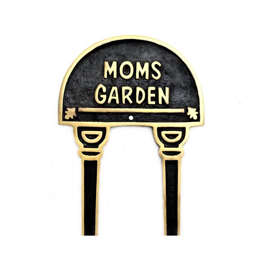 RENOVATORS SUPPLY MANUFACTURING Moms Garden Brass Plaque Garden Sign Accent Free Standing