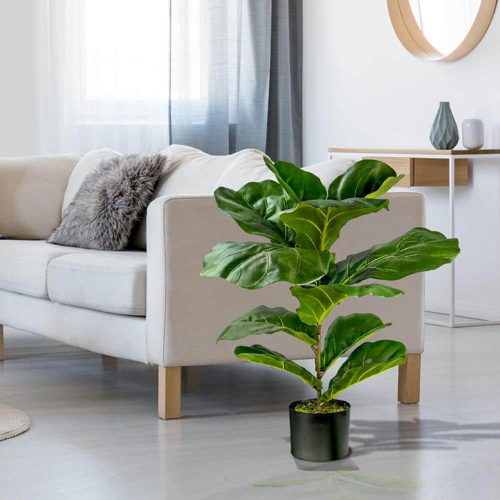 LCG SALES INC 30 in. Artificial Fiddle Leaf Fig Bush in Pot