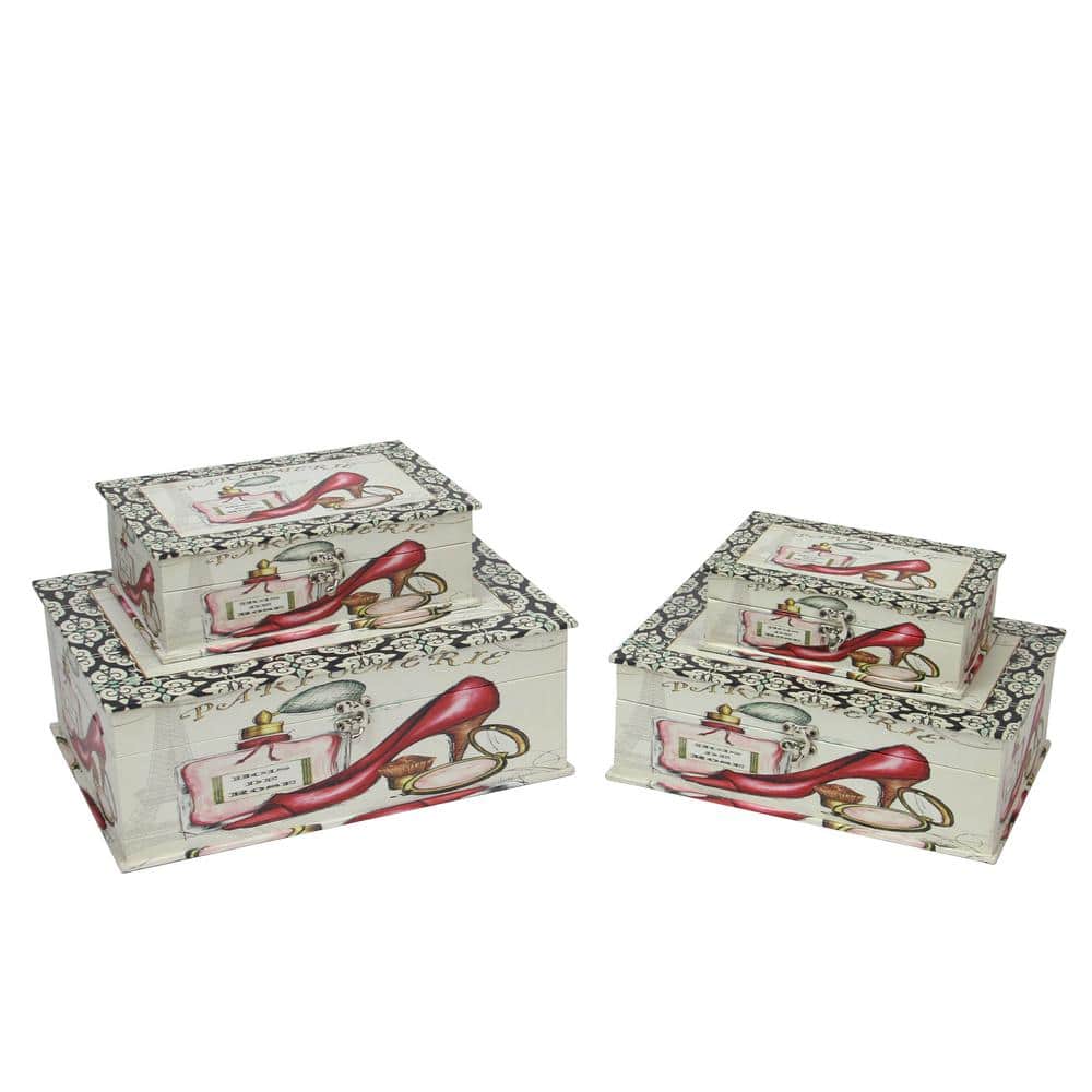 Northlight 13.75 in. Vintage Style French Fashion Decorative Wooden Storage Boxes (Set of 4)
