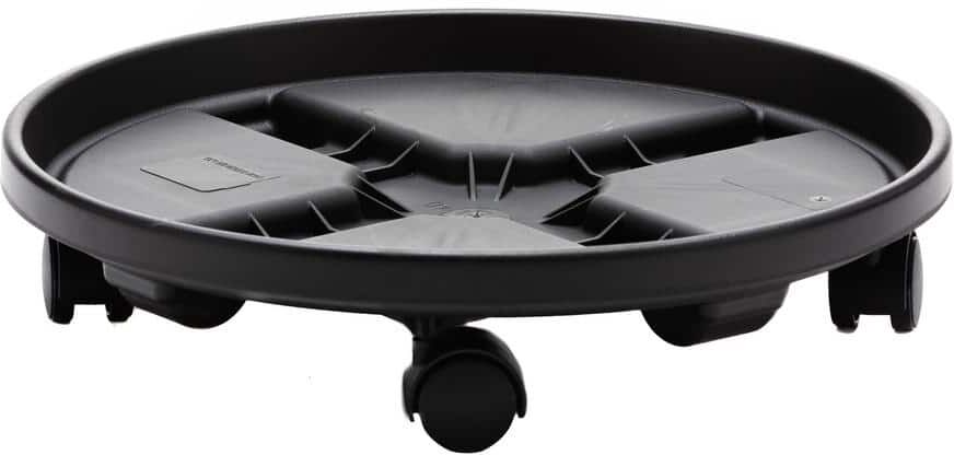 Bloem Caddy Round 16 in. Black Plastic Plant Stand Caddy with Wheels