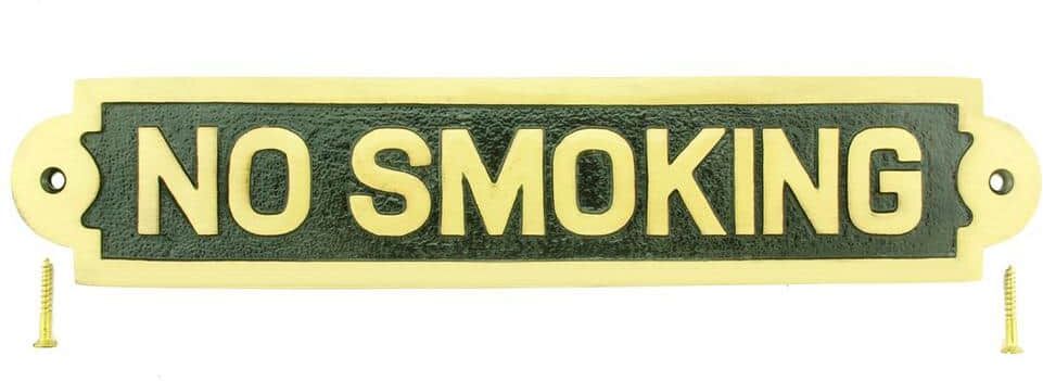 RENOVATORS SUPPLY MANUFACTURING Solid Brass Plaques No Smoking Sign Polished Brass Plate