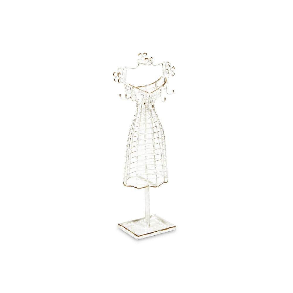 HomeRoots 17 in. Silver Metal Dress Form Specialty Sculpture and Jewelry Holder