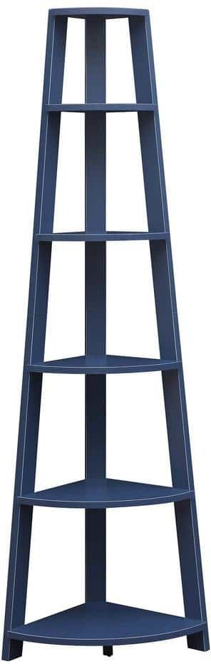 Convenience Concepts Newport 71 in. Cobalt Blue MDF 6 TierCorner Bookcase