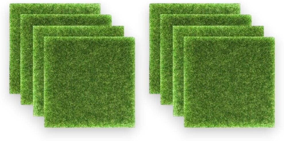 Afoxsos Green 8-Pack 6 x 6 in. Fake Grass for Crafts Artificial Garden Grass for Decor, Dollhouse Miniature Ornament DIY Grass