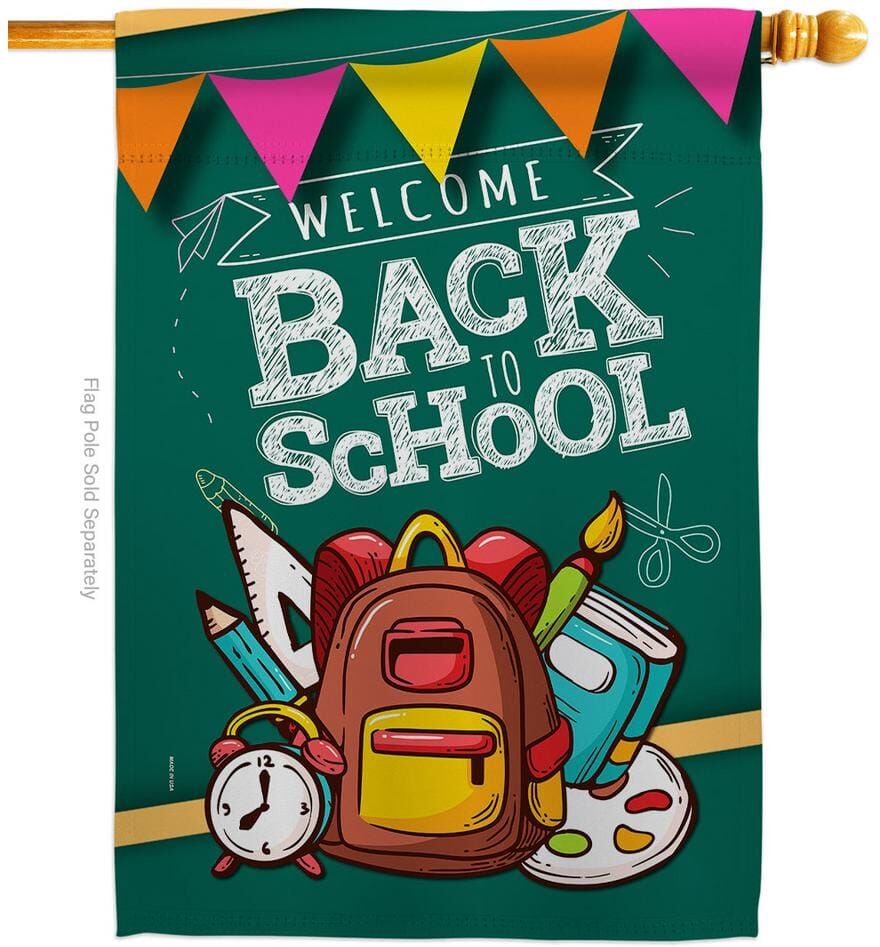 Ornament Collection 28 in. x 40 in. Welcome Back House Flag Double-Sided Readable Both Sides Education Back to School Decorative