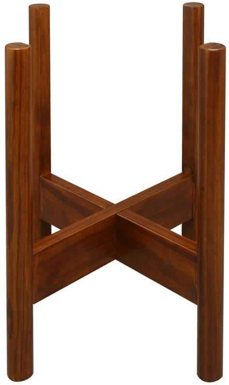 Casual Home 16 in. H Antique Mahogany Mid-Century Modern Wood Plant Display Stand