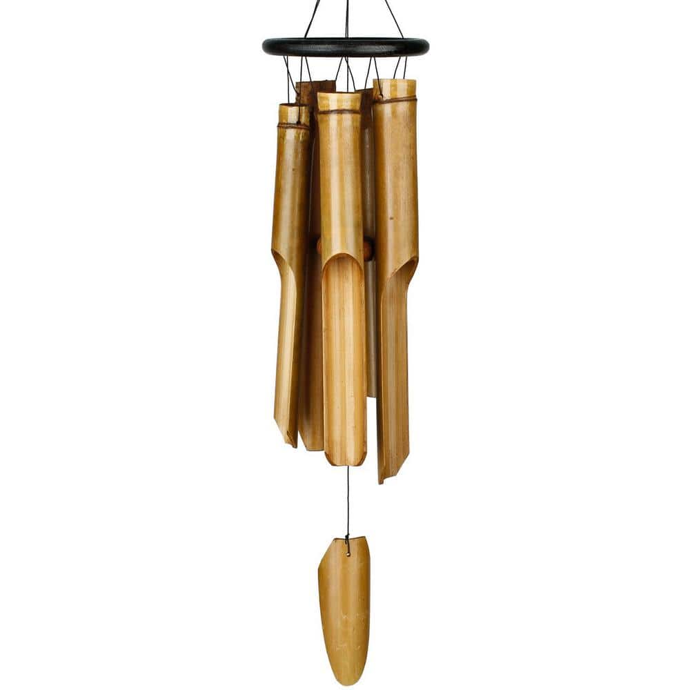 WOODSTOCK CHIMES Asli Arts Ring Bamboo Chime, Large 35 in. Black Wind Chime