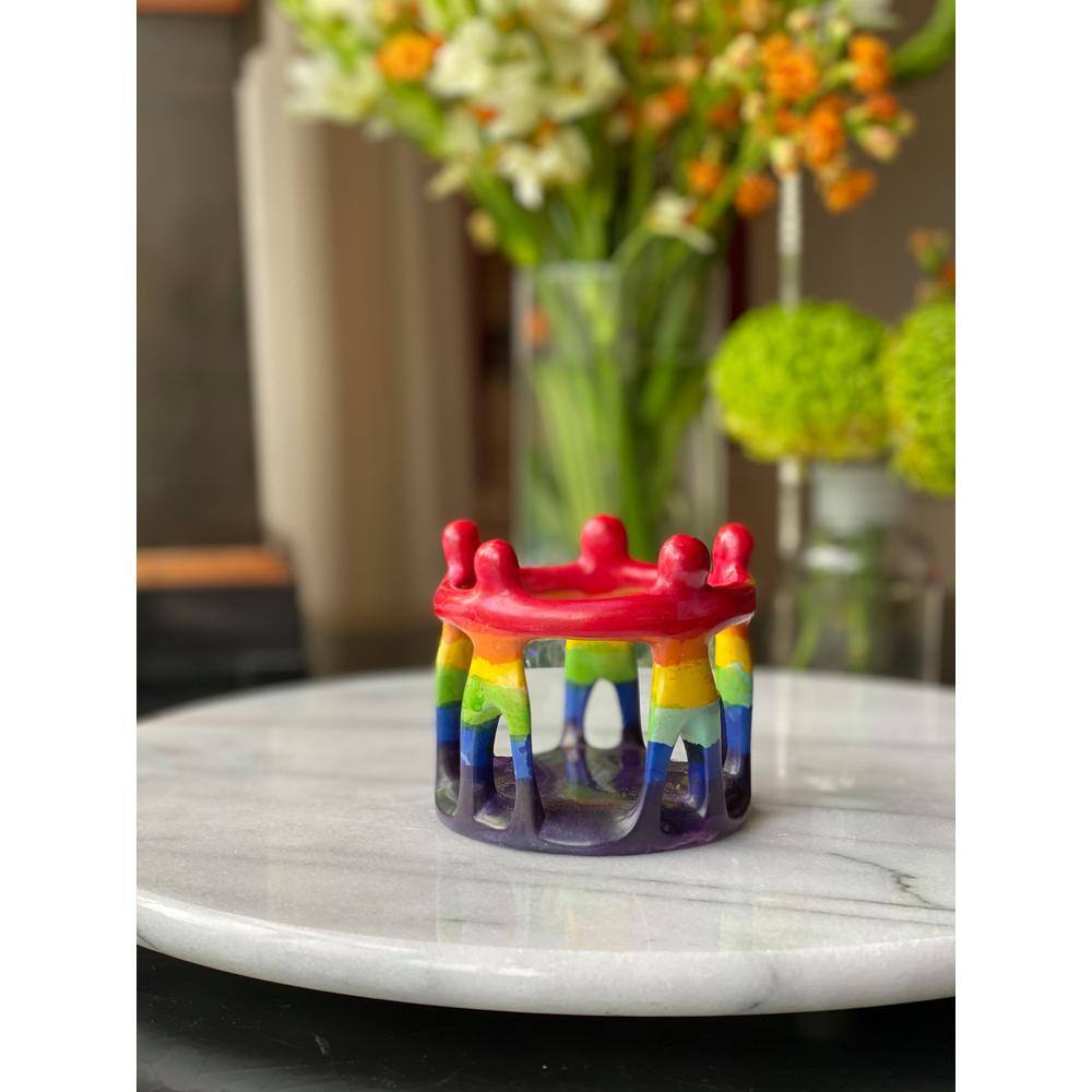Global Crafts 3 in. to 3.5 in. Rainbow Circle of Friends Painted Sculpture