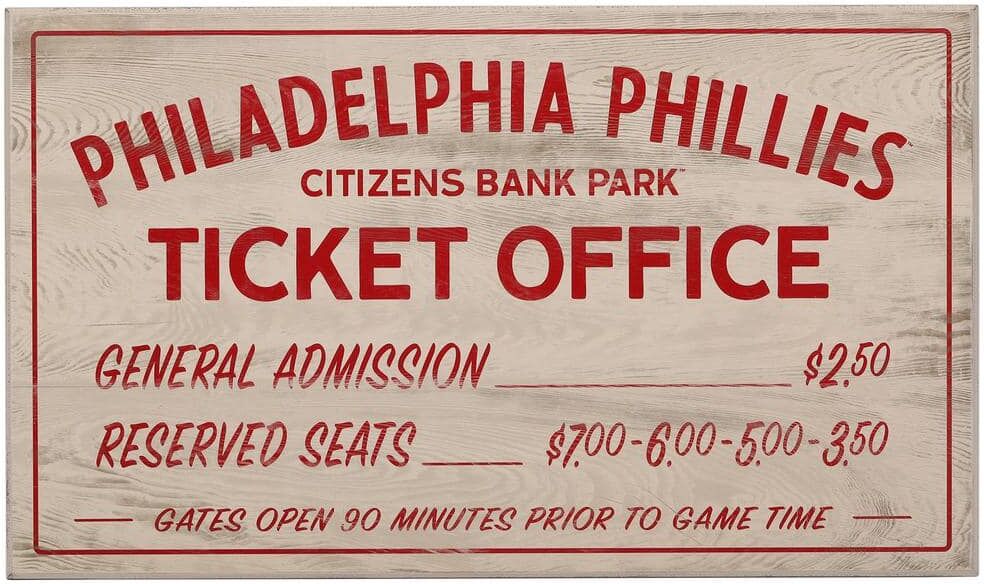 Open Road Brands Philadelphia Phillies Vintage Ticket Office Wood Wall Decor