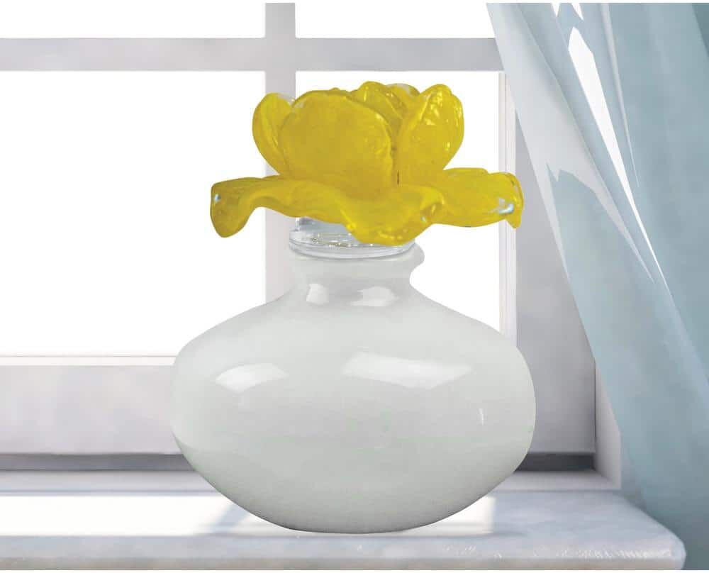 Dale Tiffany Yellow Rose Hand Blown Art Glass Perfume Bottle