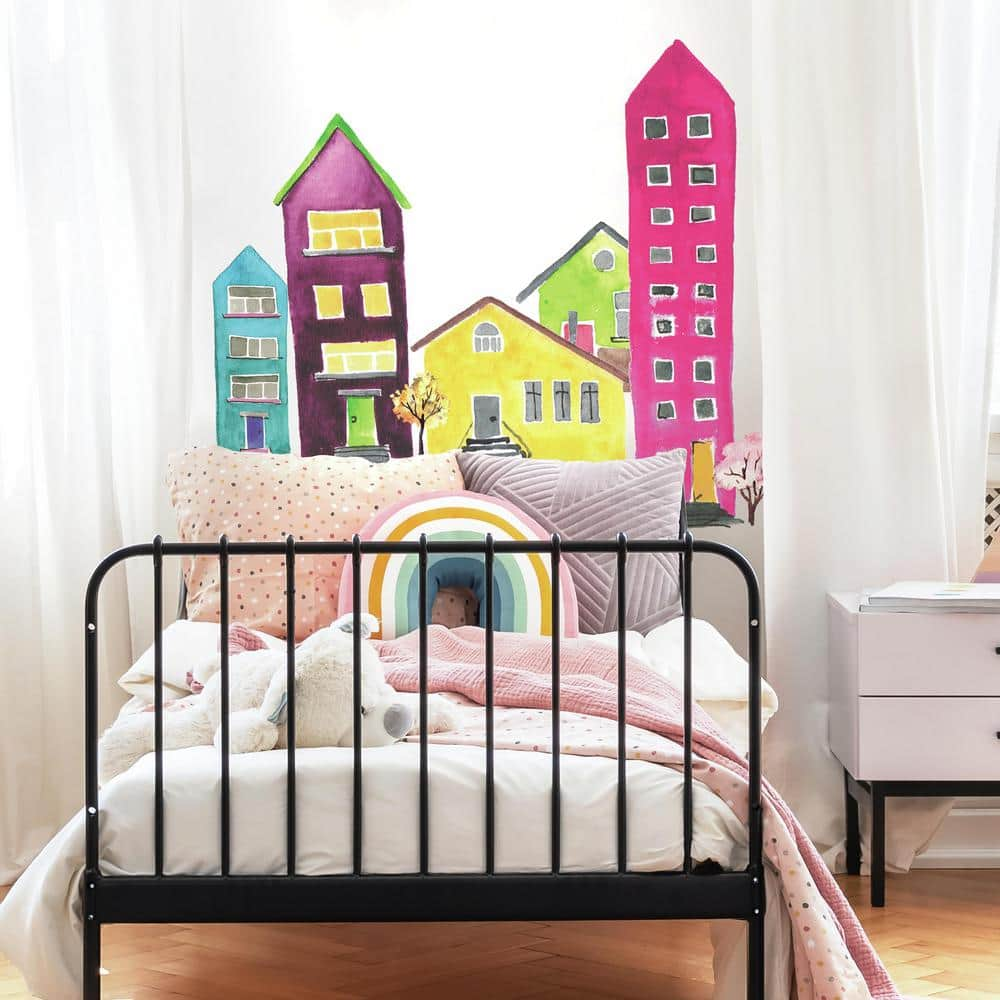 RoomMates Watercolor Village Peel And Stick Wall Decals