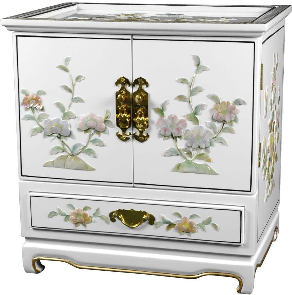 Oriental Furniture White Empress Lacquer Jewel Box