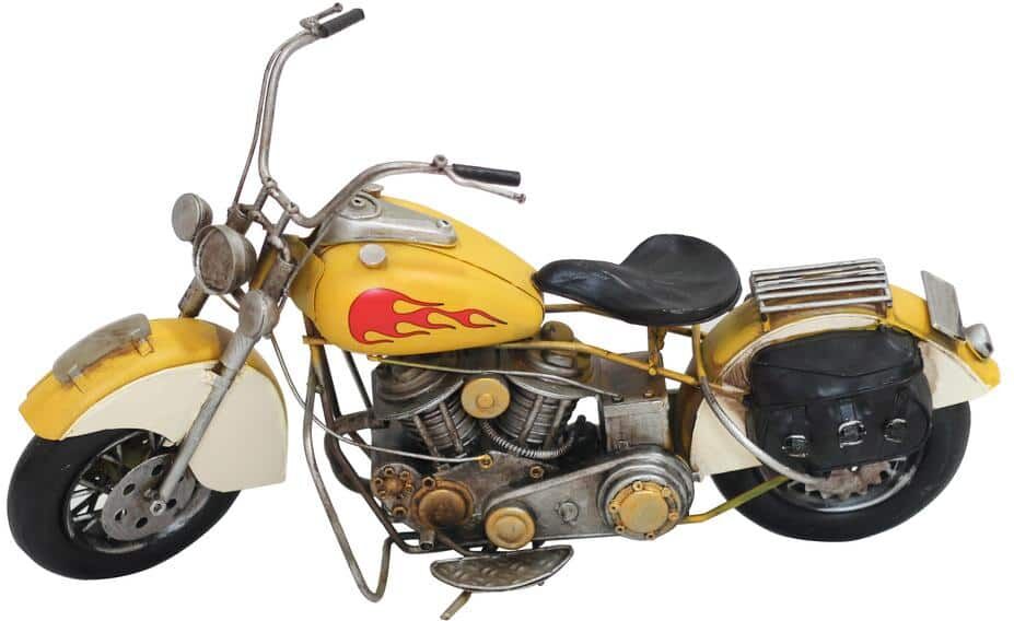 Zaer Ltd. International Vintage Style Metal Model Motorcycles in Yellow