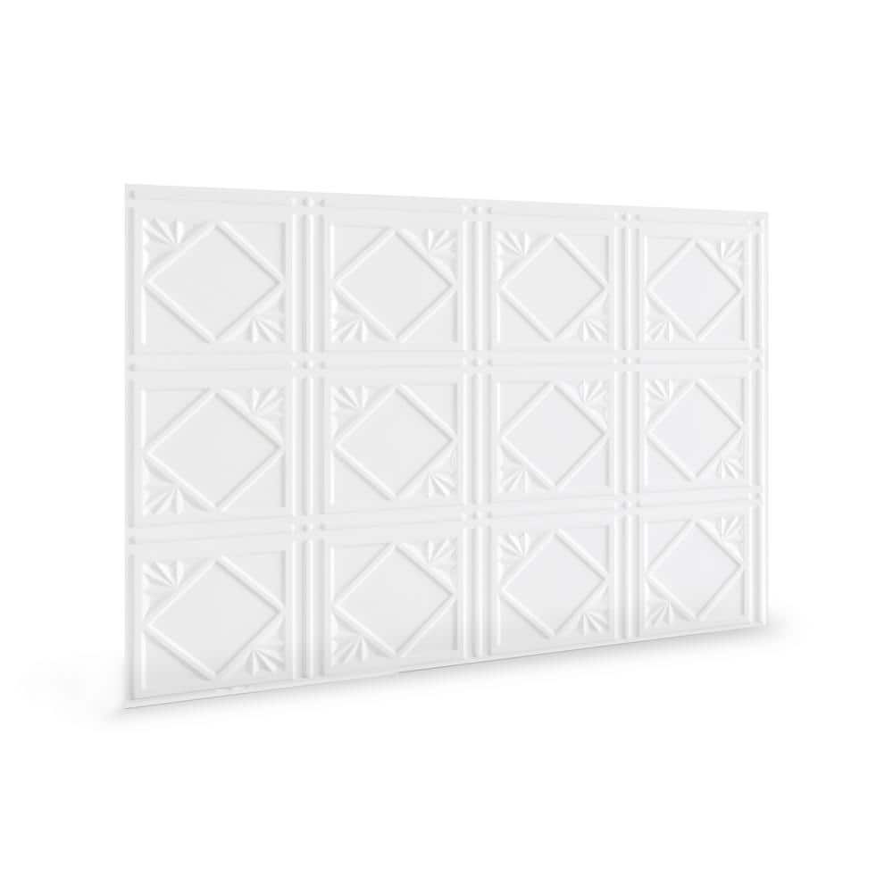 INNOVERA DECOR BY PALRAM 18.5'' x 24.3'' Artnouvo Decorative 3D PVC Backsplash Panels in White 6-Pieces