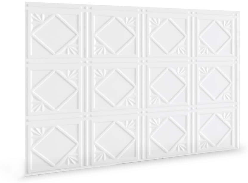 INNOVERA DECOR BY PALRAM 18.5'' x 24.3'' Artnouvo Decorative 3D PVC Backsplash Panels in White 9-Pieces