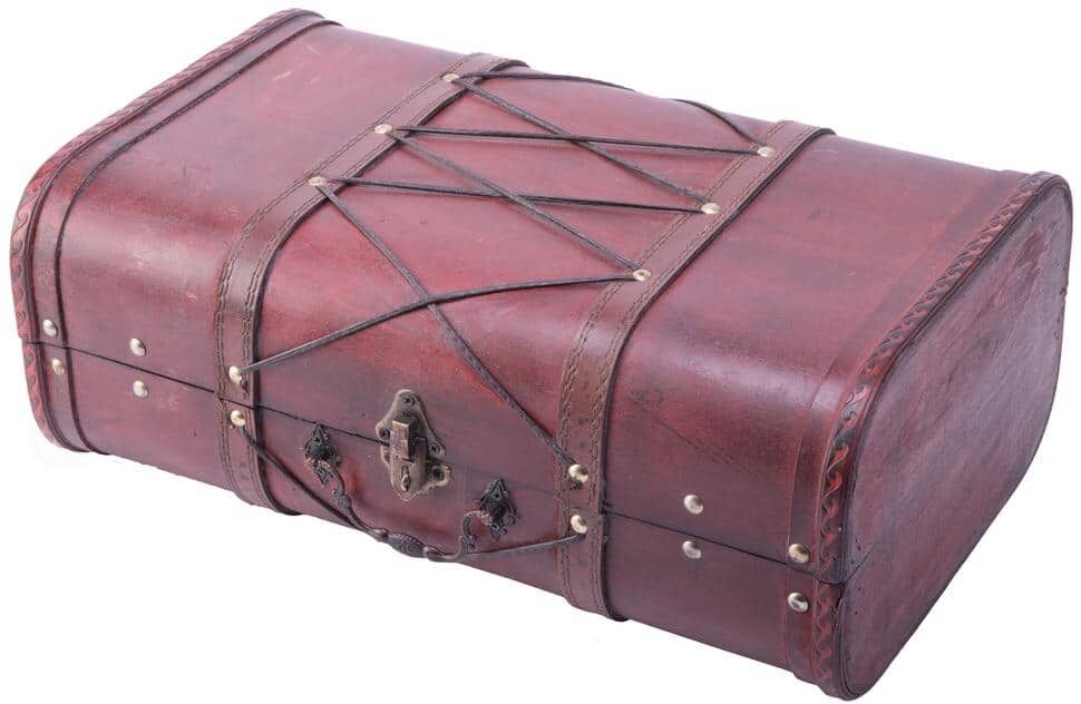 Vintiquewise Pirate Style Cherry Vintage Wooden Luggage with x Design