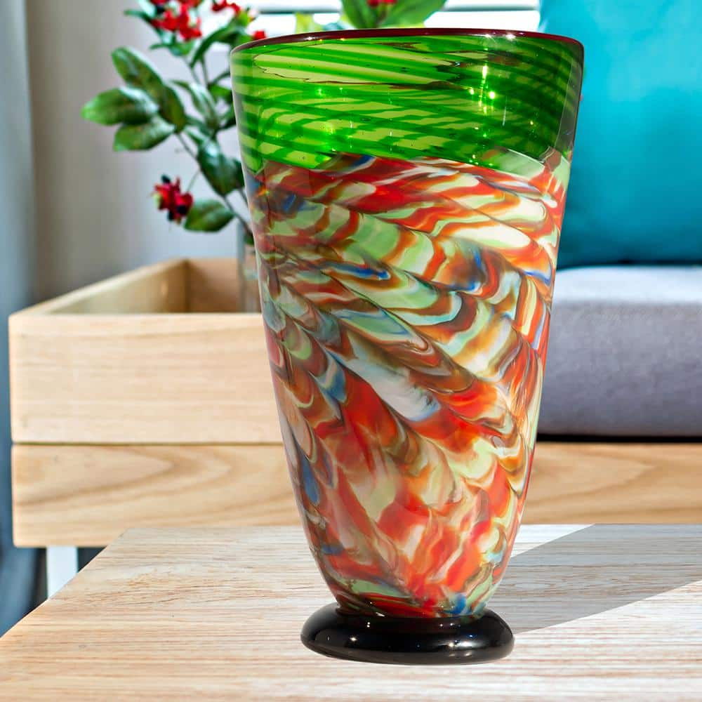 Dale Tiffany Glasier Multi-Colored Hand-Blown Art Glass Vase