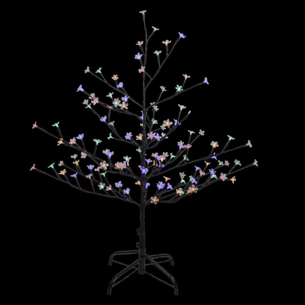 Northlight 4 ft. Multi-Color LED Lighted Cherry Blossom Flower Artificial Tree