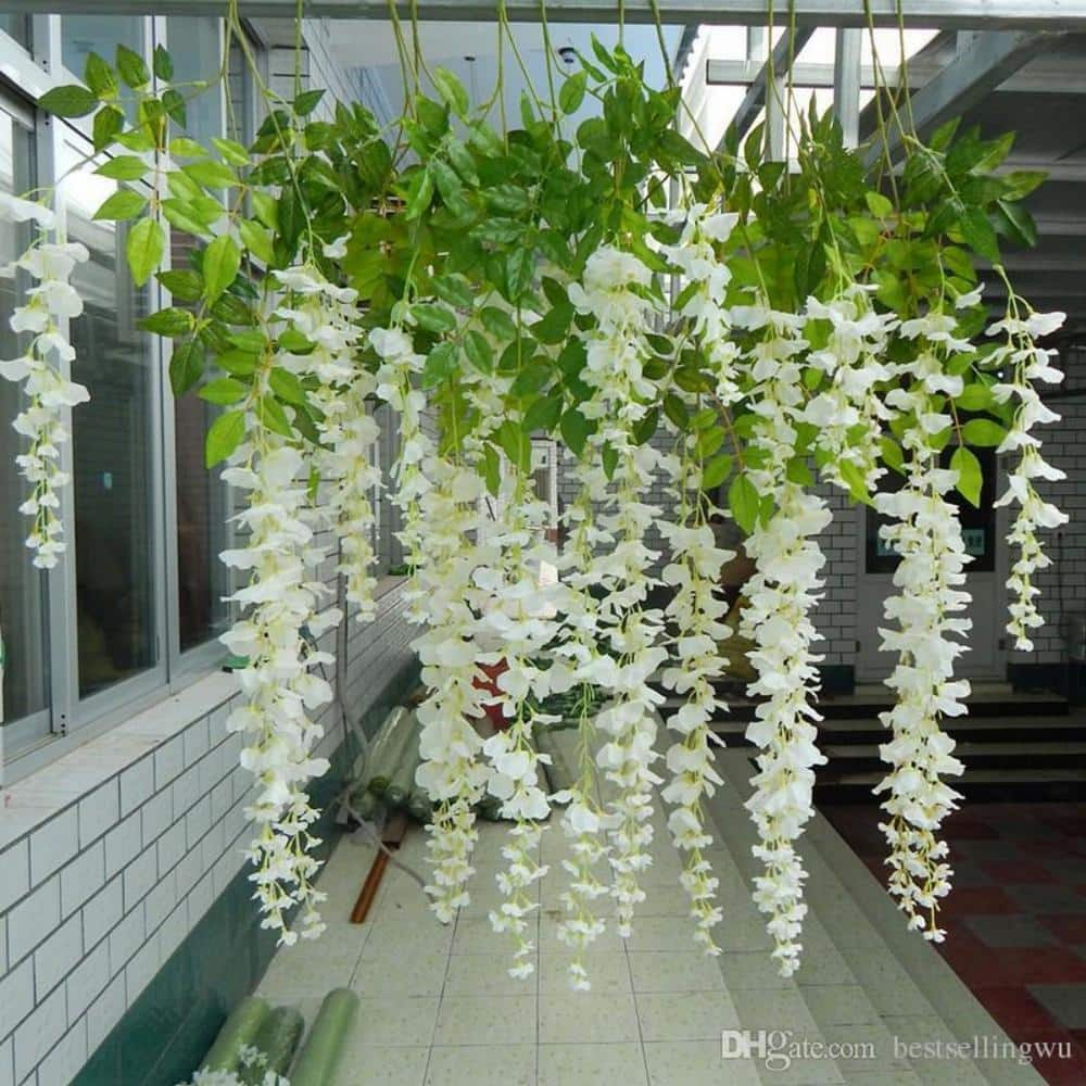 Ejoy 45 in. Artificial Silk White Wisteria Mixed Flower Vines (Set of 24-Piece)