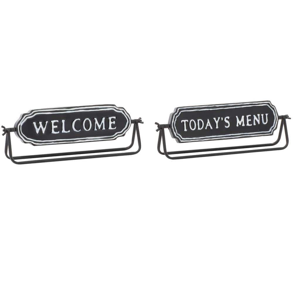 Litton Lane Black and White in. Welcome in. and in. Today's Menu in. Metal Table Decor Signs, Set of 2: 2 in. x 4.5 in.