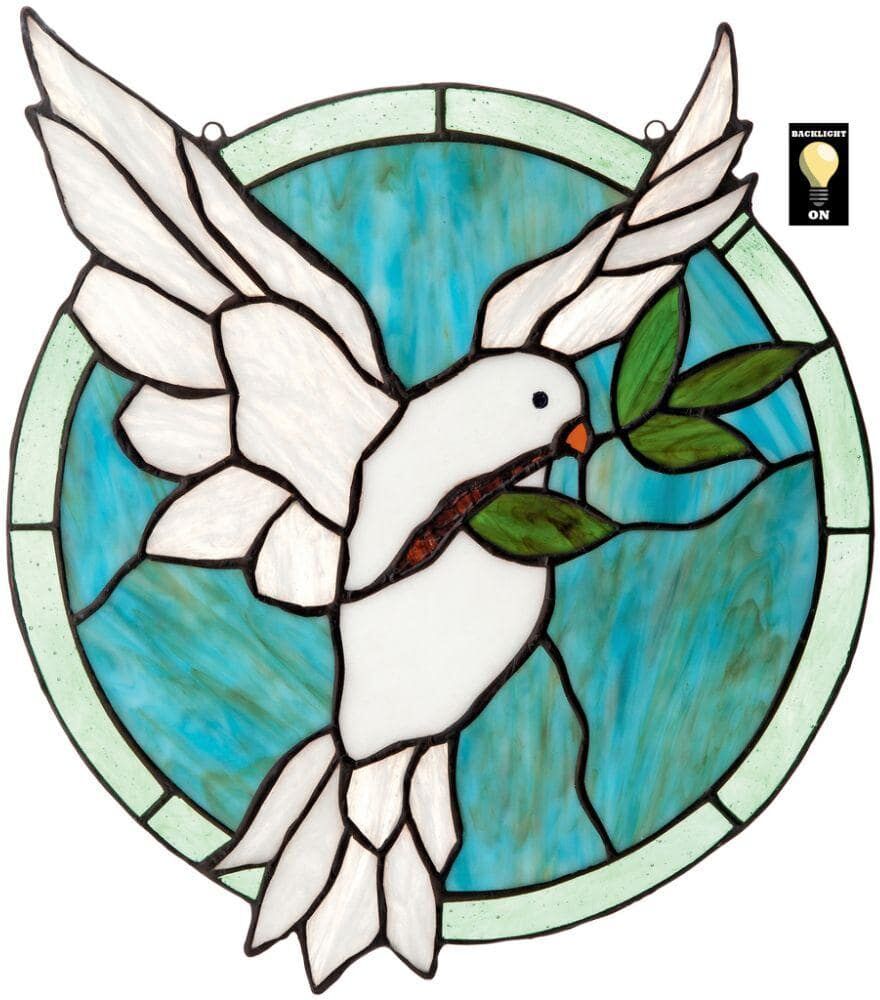 Design Toscano Dove of Peace Tiffany-Style Stained Glass Window Panel