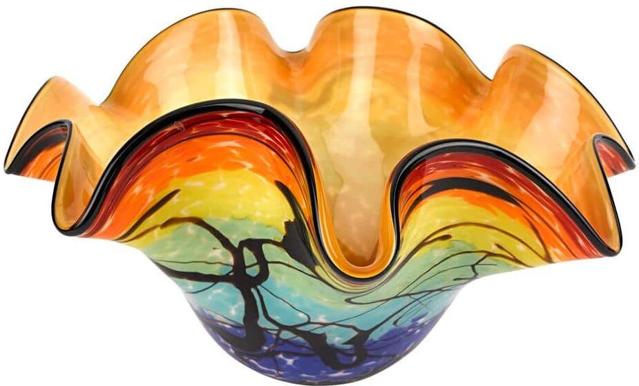 Badash Crystal Allura Murano Style Art Glass 8.5 in. Floppy Centerpiece Bowl