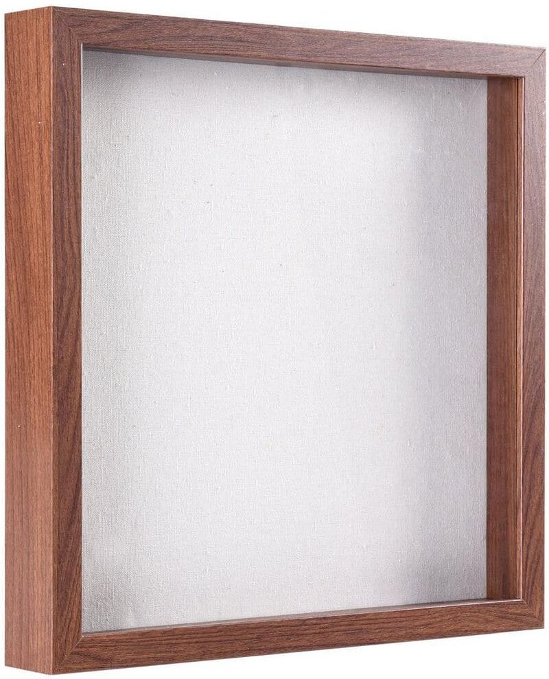 12 in. x 12 in. Brown Square Shadow Box Picture Frame Linen Background Real Glass Front