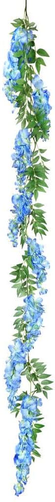 6 ft. Blue Artificial Wisteria Flower Garland Hanging Vine (Set of 2)