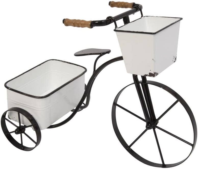 GERSON INTERNATIONAL 17.7 in. L Metal Tricycle with Planters