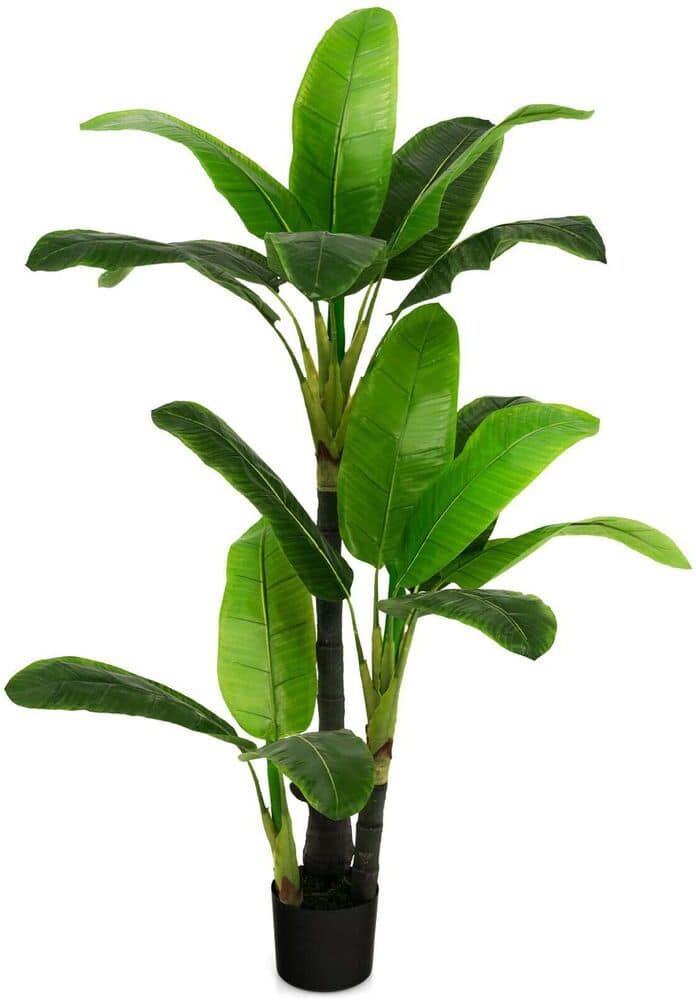 Gymax 5 ft. Artificial Tree Fake Banana Plant Faux Tropical Tree for Indoor and Outdoor